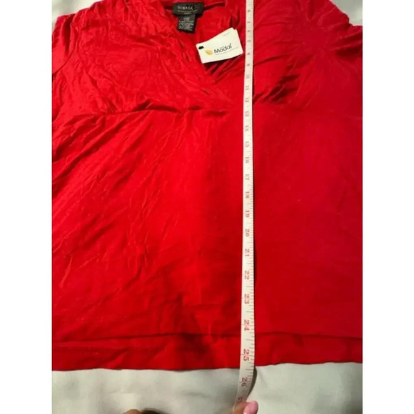 Women's George Red Short Sleeve V-Neck Top Size 1X 18W - Picture 5 of 5
